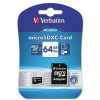 Carte mémoire Verbatim micro SDHC Class 10 avec Adaptateur / 64 Go