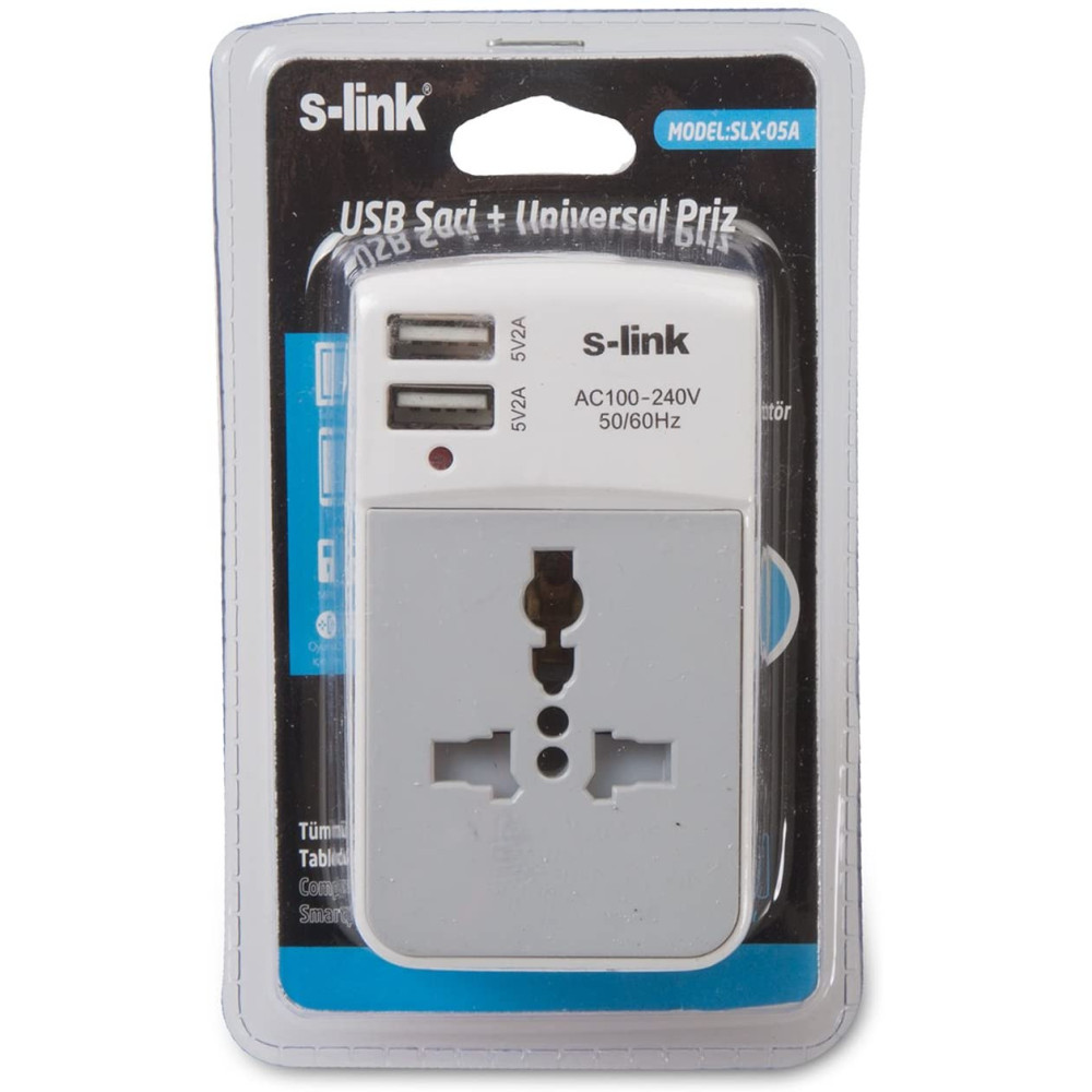 Chargeur Universel S-Link SLX-05A 2x USB / 2A / Blanc