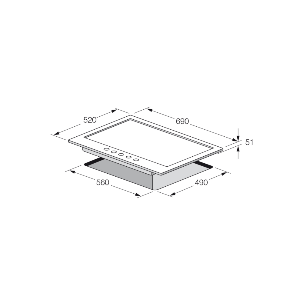Plaque de cuisson encastrable Focus / 70cm / 5 Feux / Inox