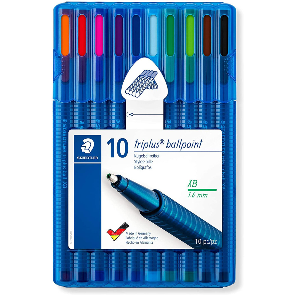 Box 10 Stylo à bille STAEDTLER Triplus chevalet 337 couleurs assorties
