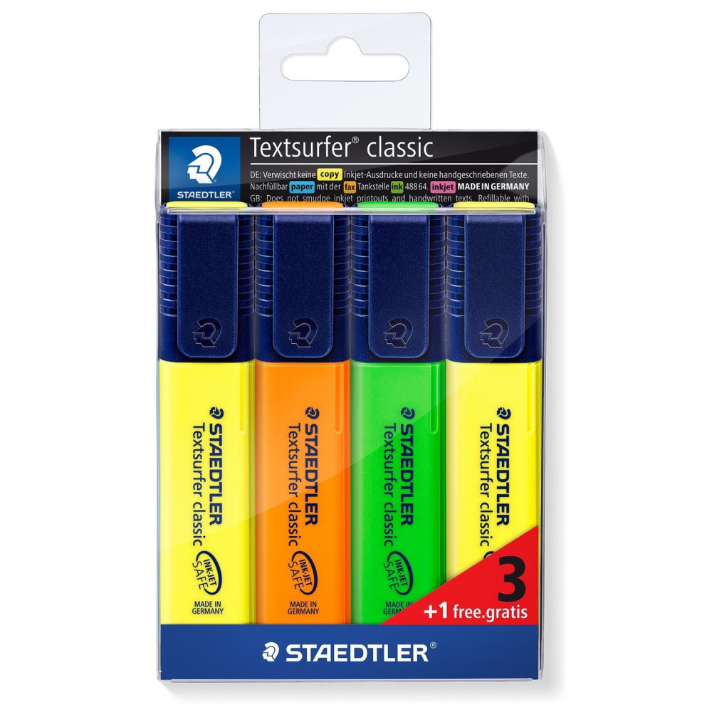 Surligneur Staedtler 364 Textsurfer 3 Couleur assorties + 1 Jaune Gratuit