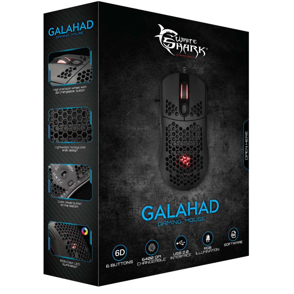 Souris Gaming White Shark GALAHAD GM-5007 / 6400 dpi / Noir