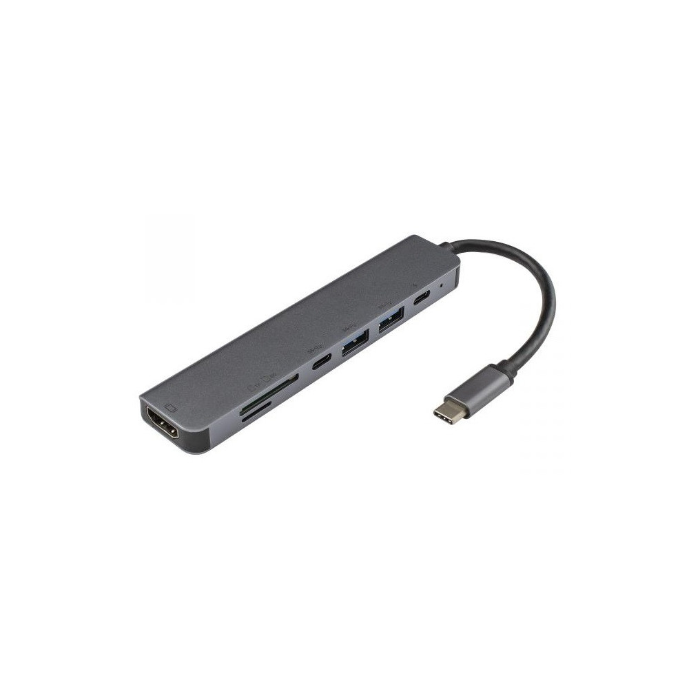 Adaptateur 7en1 SBox Type C Vers HDMI, USB et Lecteur de cartes