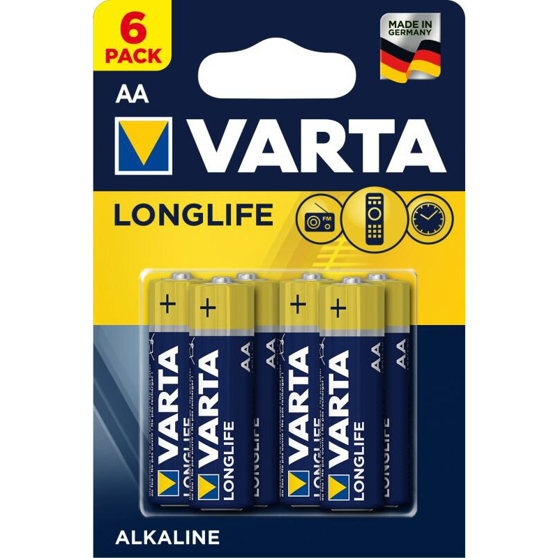6x Piles alcalines Varta LongLife AA