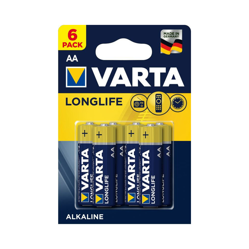 6x Piles alcalines Varta LongLife AA
