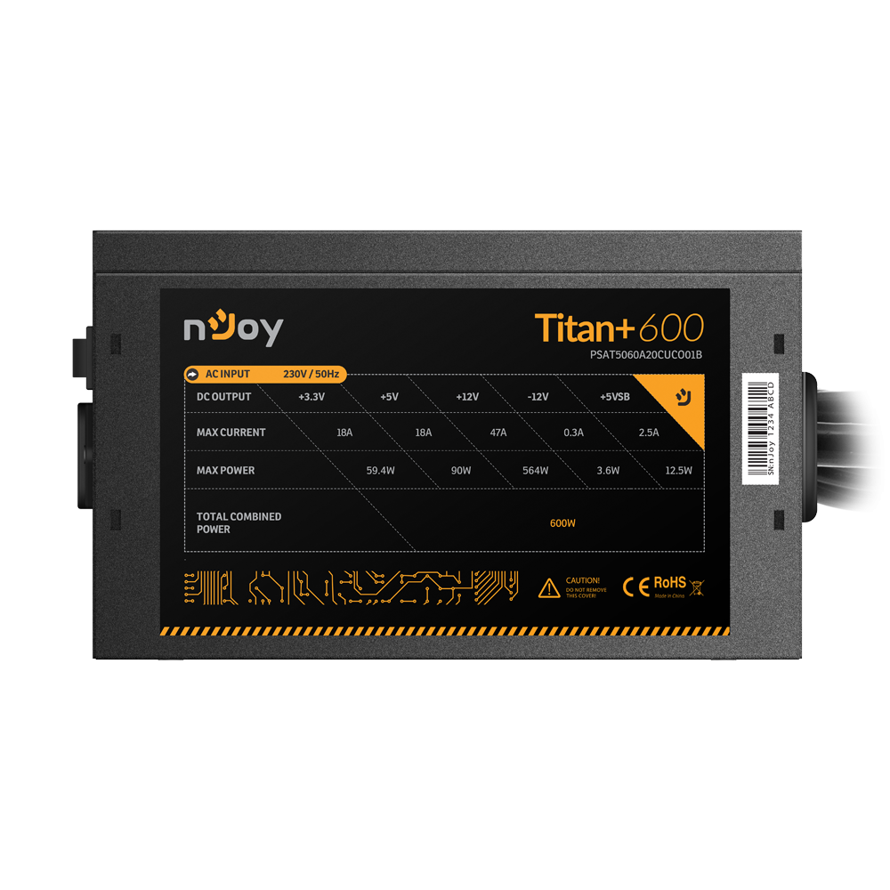 Boite d'alimentation nJoy Titan+ 600W 80Plus Bronze