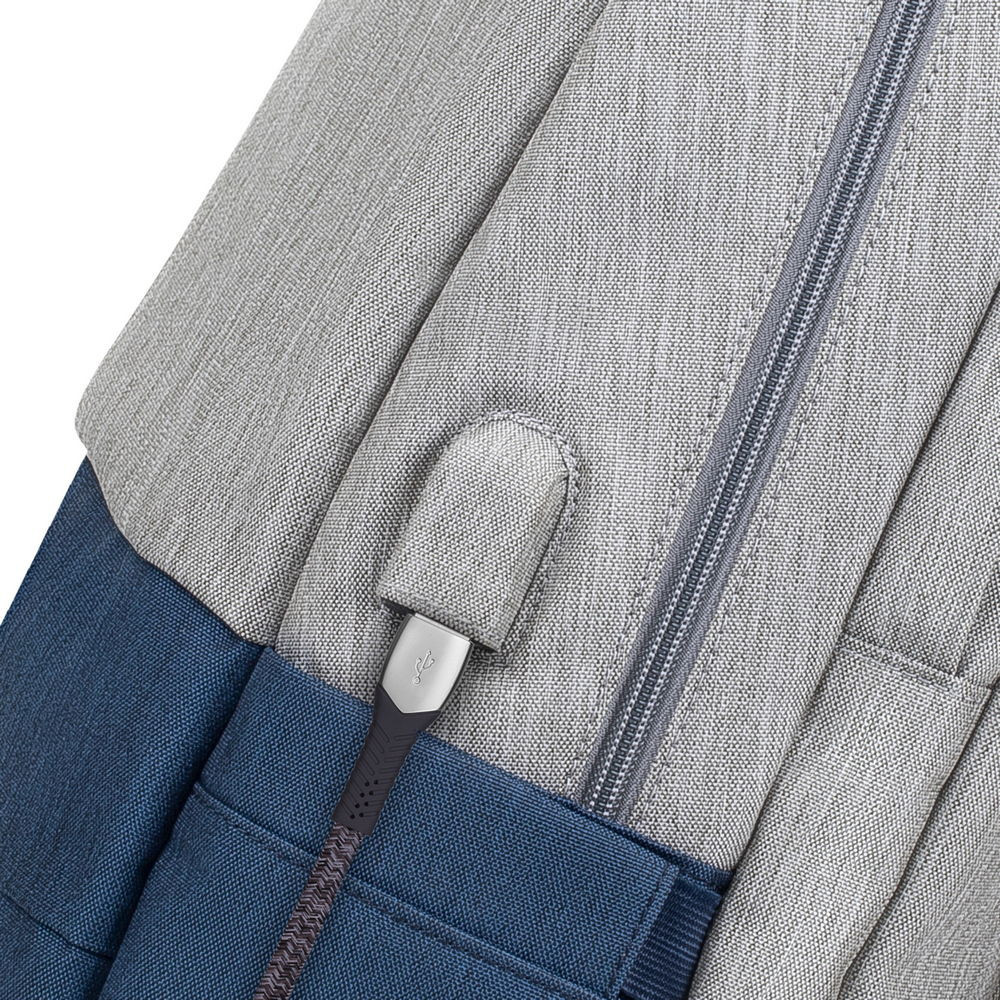 Sac à dos antivol pour pc portable 17.3" RivaCase 7567 / Gris et Bleu