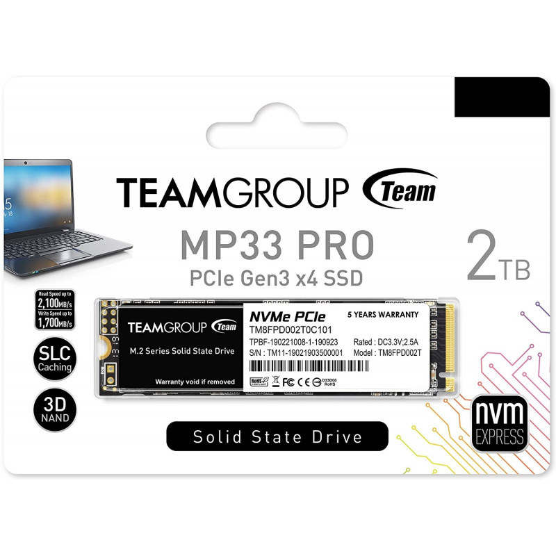 Disque Dur Interne SSD M.2 TeamGroup MP33 Pro / 2 To