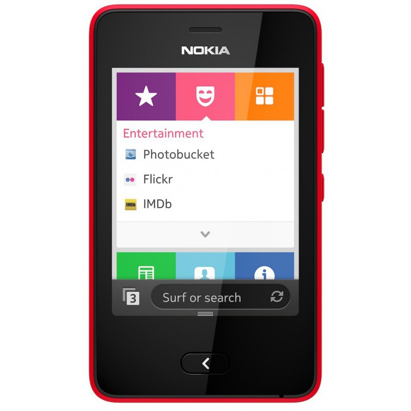 Téléphone Portable Nokia Asha 501 / Double SIM / Rouge Brillant