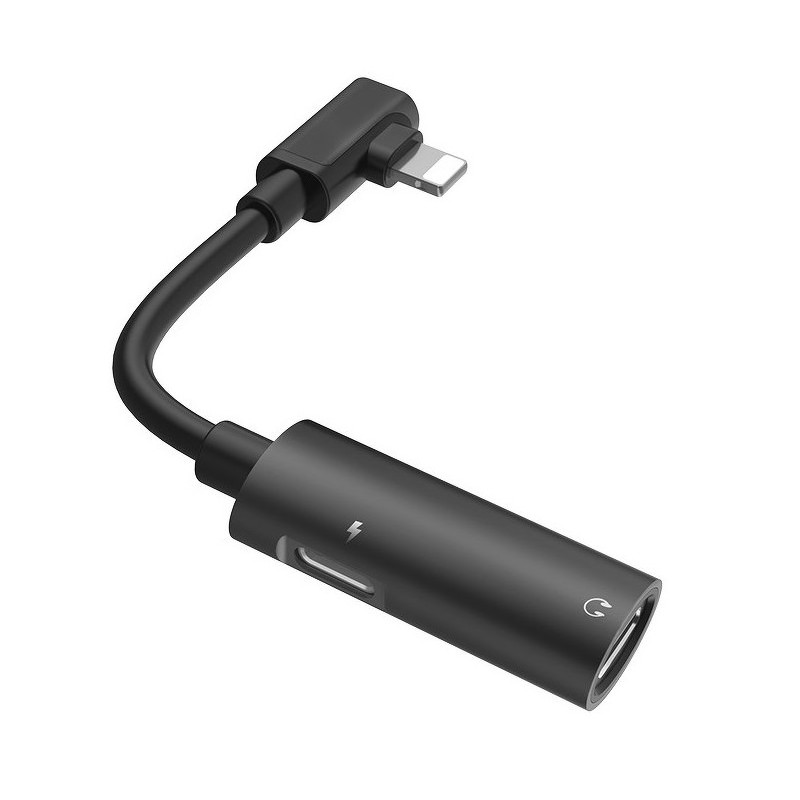Adaptateur Lightning Hoco LS18 Iphone Charge + Audio Noir