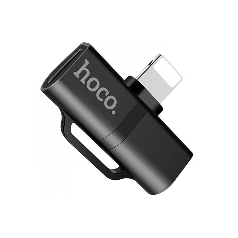 Adaptateur Lightning Hoco LS20 Iphone Charge Audio Noir