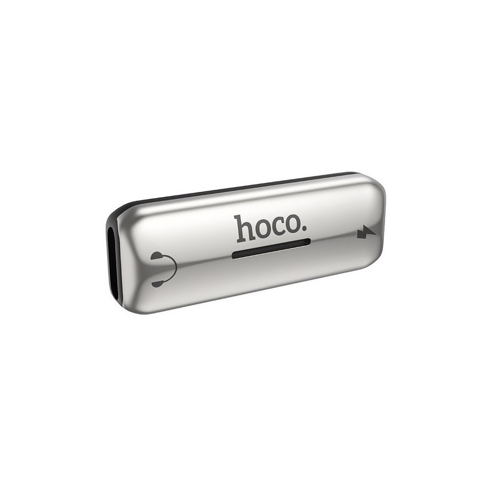 Adaptateur Lightning Hoco LS27 Iphone Charge + Audio Silver