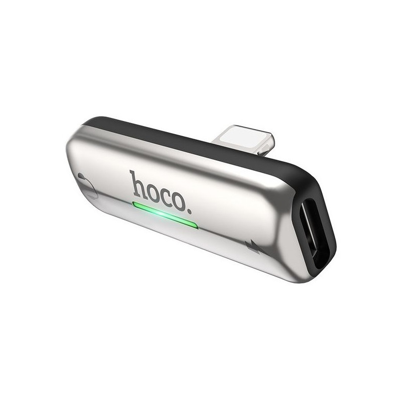 Adaptateur Lightning Hoco LS27 Iphone Charge + Audio Silver