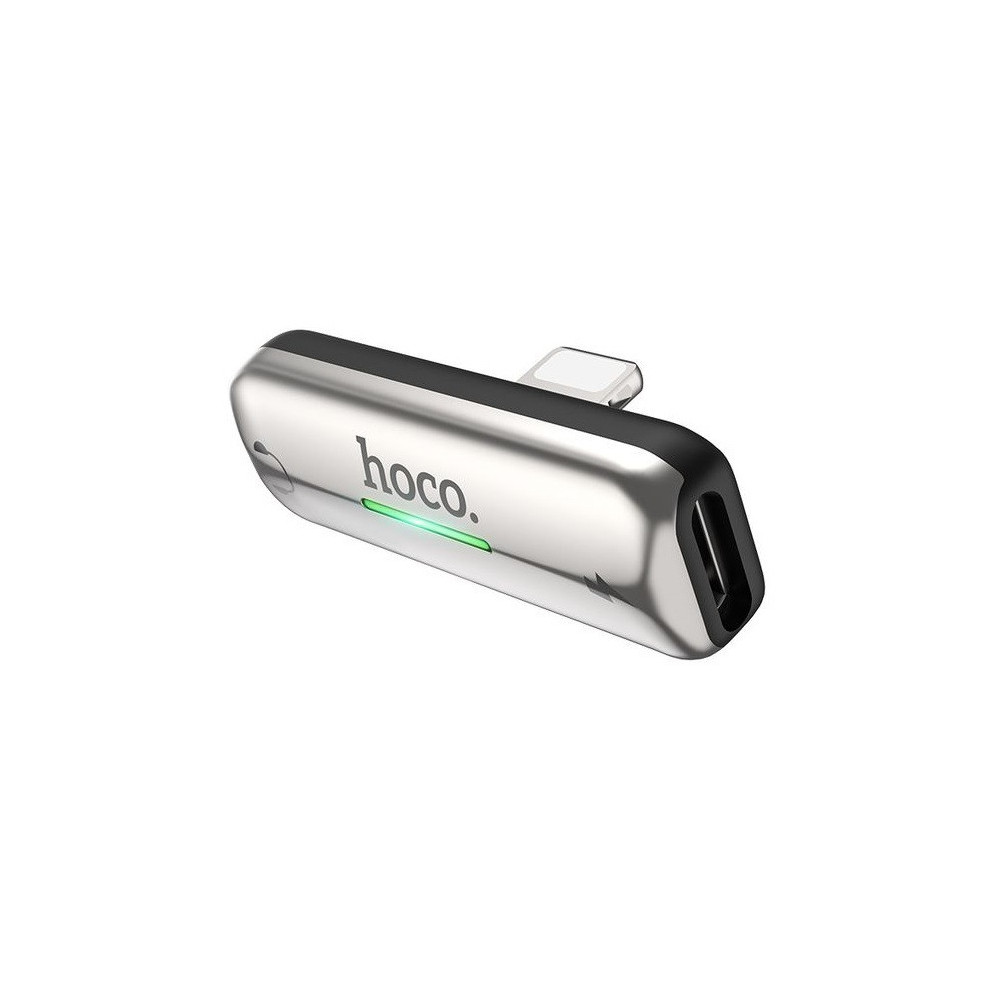 Adaptateur Lightning Hoco LS27 Iphone Charge + Audio Silver