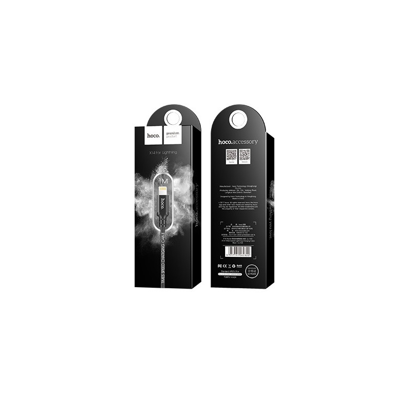 Câble Hoco X14 iPhone / 3A / Noir