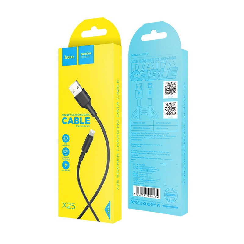 Câble USB Hoco X25 Pour IPHONE Flash / Noir