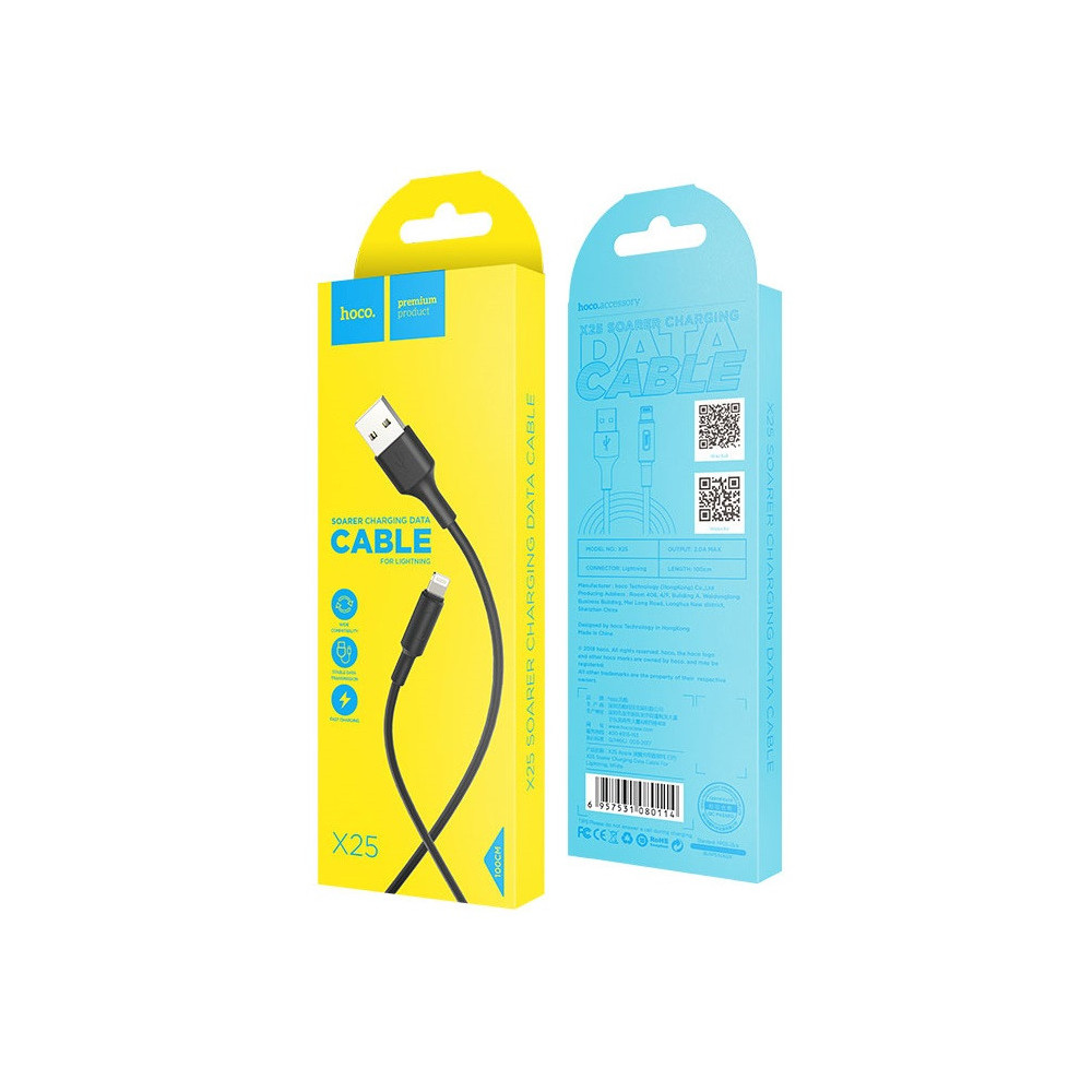 Câble USB Hoco X25 Pour IPHONE Flash / Noir
