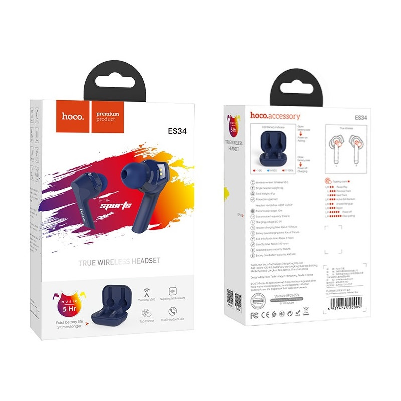 Ecouteur Sans Fil Bluetooth Hoco ES34 TWS / Bleu