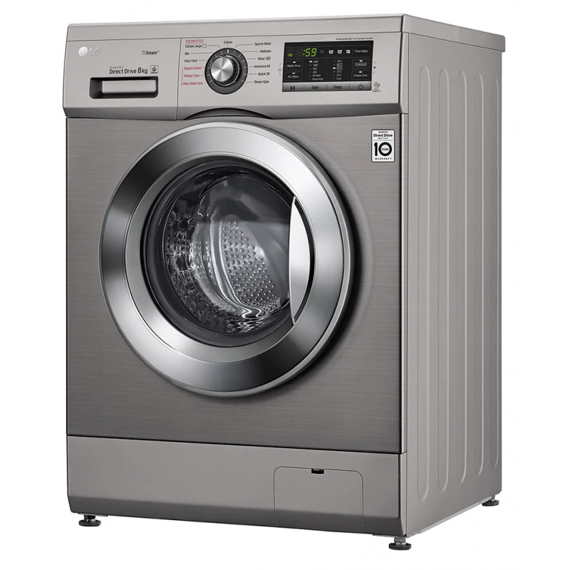 Machine à laver à Vapeur LG 8 Kg / Silver