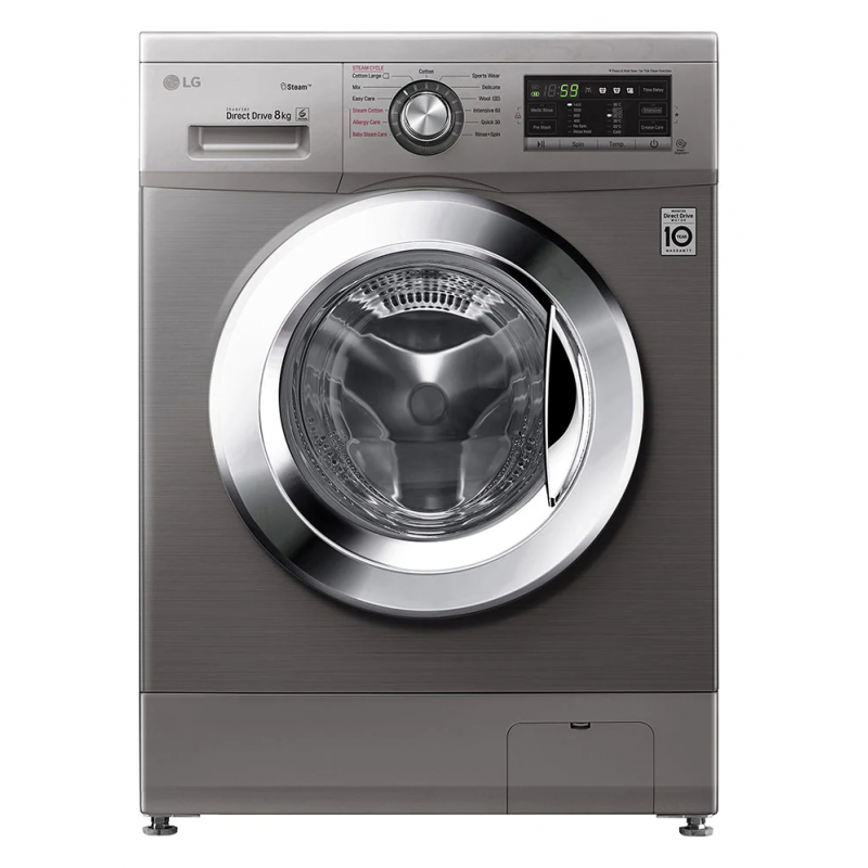 Machine à laver à Vapeur LG 8 Kg / Silver