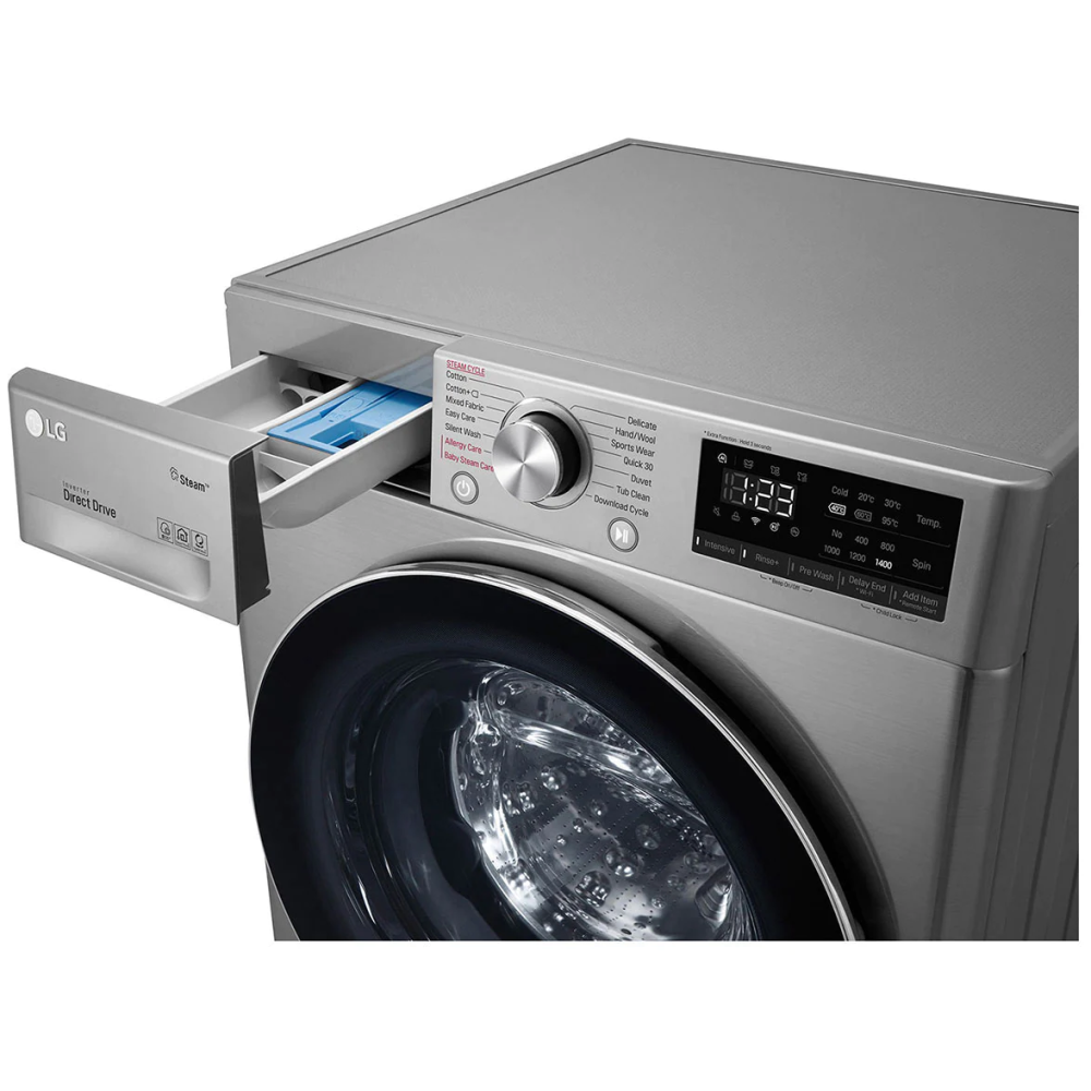 Machine à laver à Vapeur LG 9 Kg / Smart DD 6M / Silver