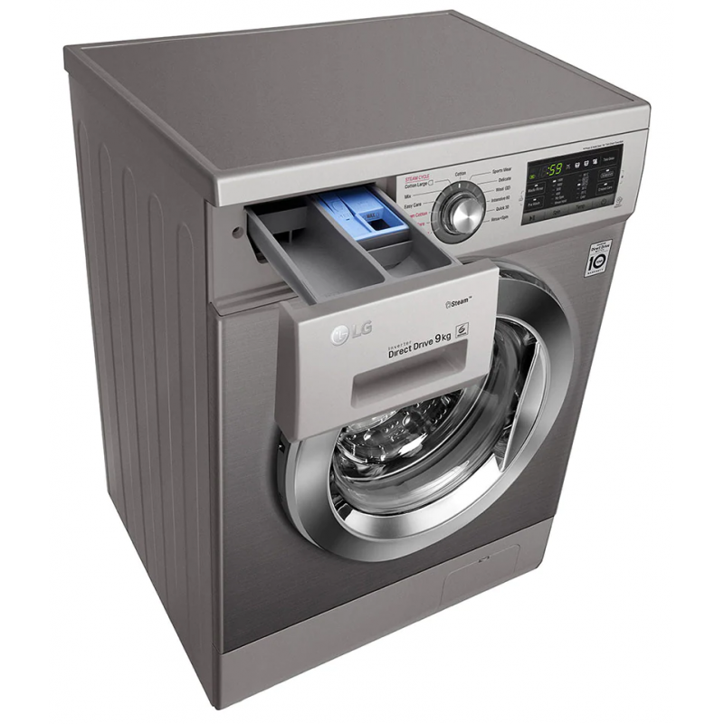 Machine à laver à Vapeur LG 9 Kg / Inverter DD 6M / Silver