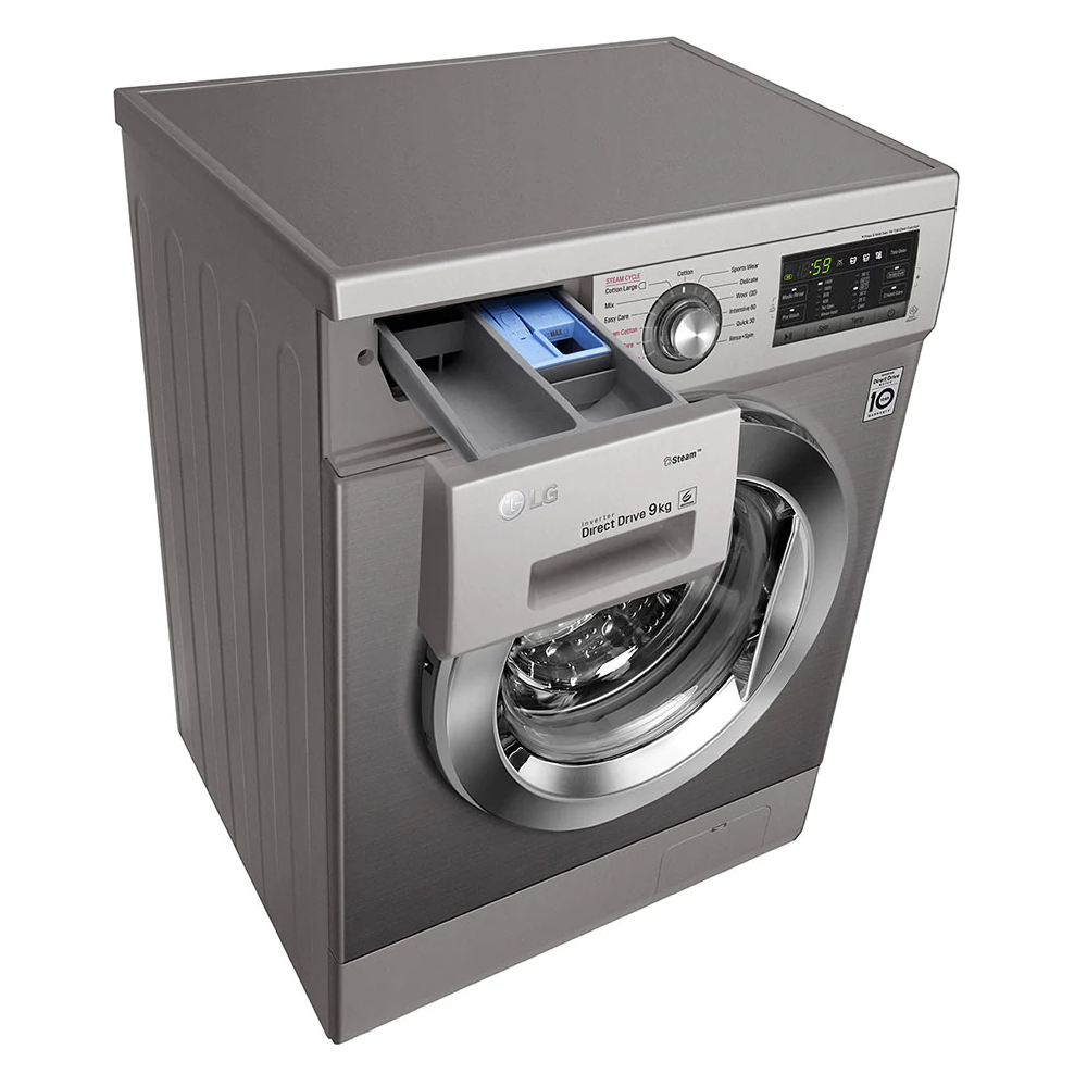 Machine à laver à Vapeur LG 9 Kg / Inverter DD 6M / Silver