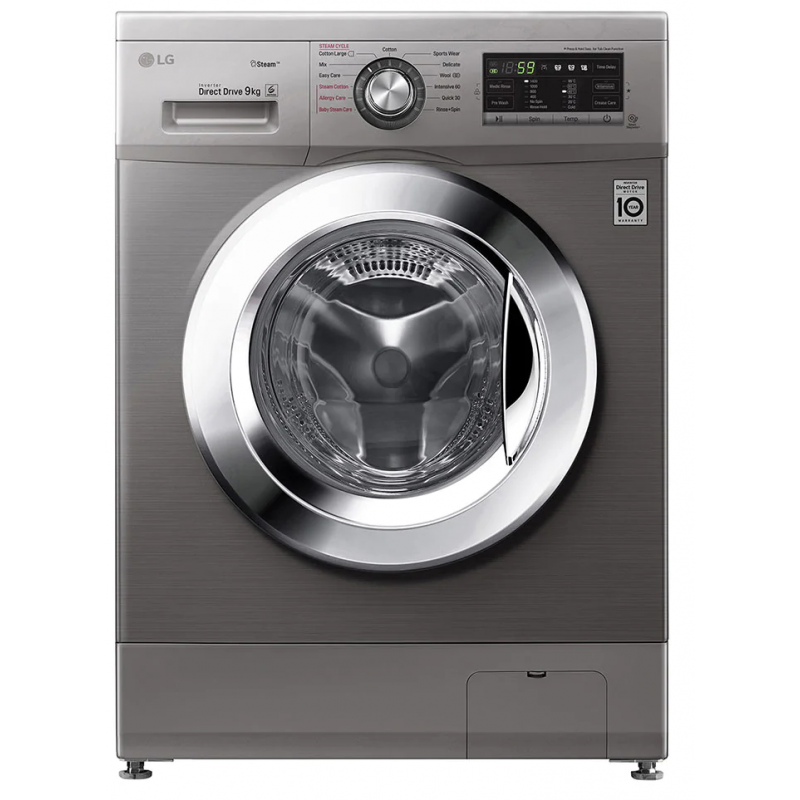 Machine à laver à Vapeur LG 9 Kg / Inverter DD 6M / Silver