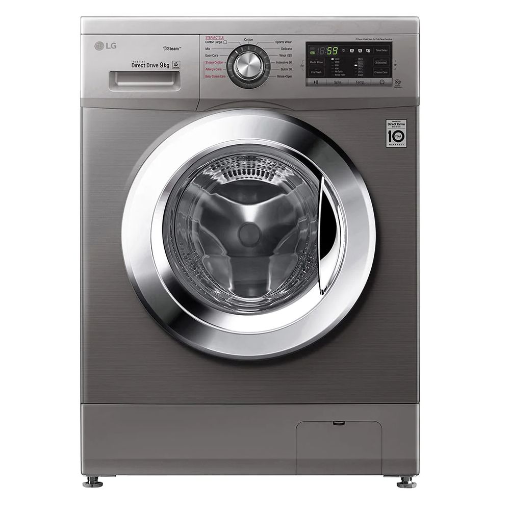 Machine à laver à Vapeur LG 9 Kg / Inverter DD 6M / Silver