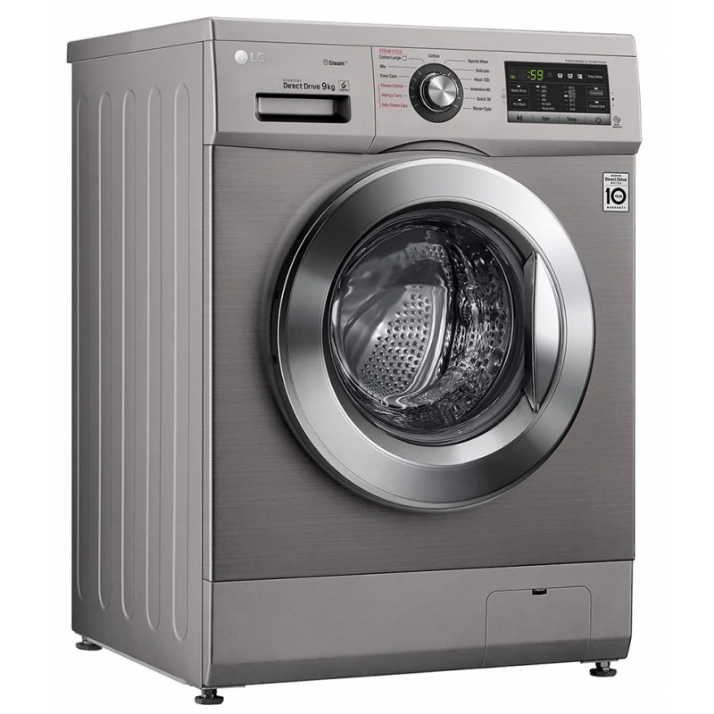 Machine à laver à Vapeur LG 9 Kg / Inverter DD 6M / Silver