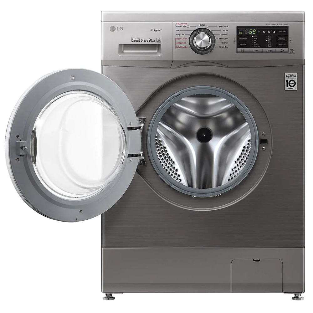 Machine à laver à Vapeur LG 9 Kg / Inverter DD 6M / Silver