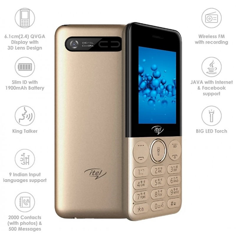 Téléphone Portable  ITEL 5260 / Double SIM / Gold