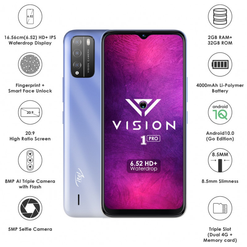 Téléphone portable Itel Vision 1 Pro / 2Go / 32Go / Bleu