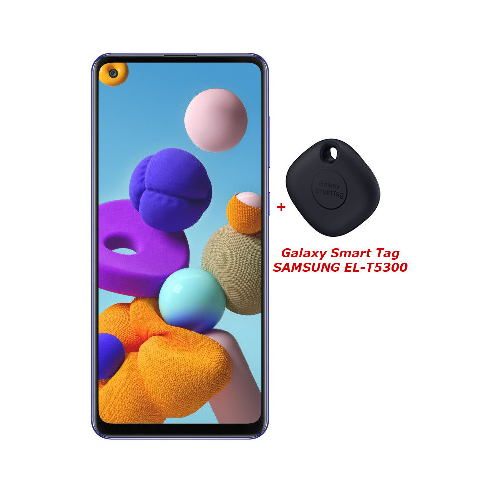 Téléphone Portable Samsung Galaxy A21s / Bleu + Etui offert + Galaxy Smart Tag SAMSUNG EL-T5300 offert