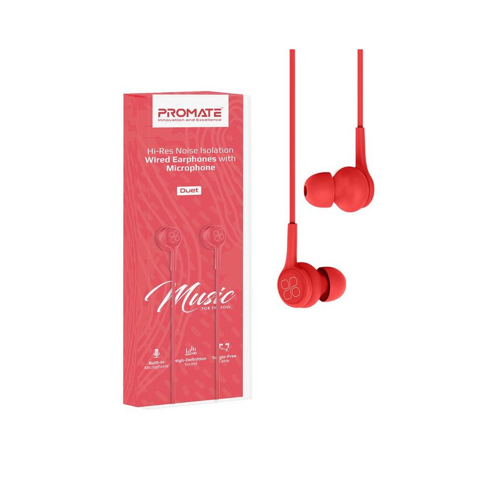 Écouteurs stéréo avec micro Promate Duet / Rouge