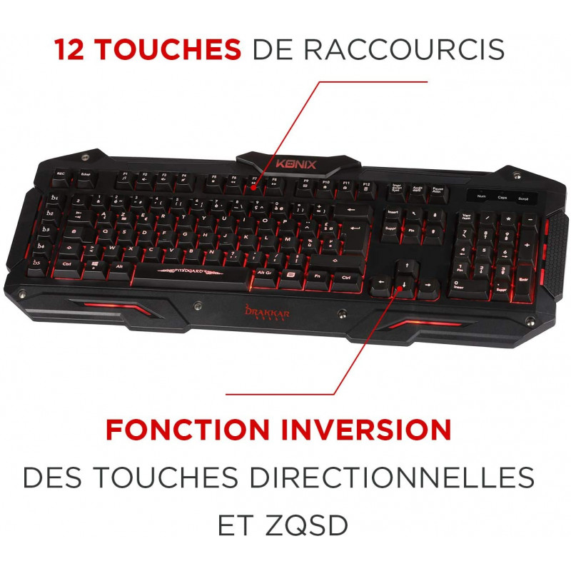 Clavier Gamer Konix Drakkar Midgard / Noir / Rétro-éclairage 3 couleurs