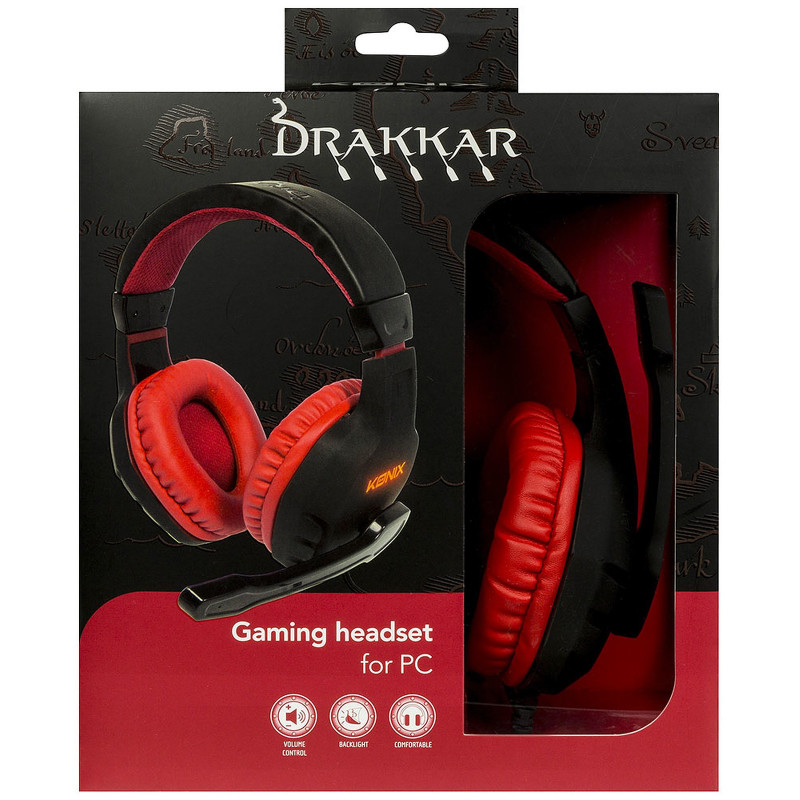 Casque Gamer Knoix Drakkar Skald Noir et Rouge