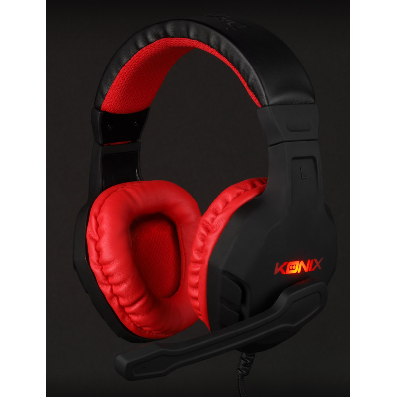 Casque Gamer Knoix Drakkar Skald Noir et Rouge