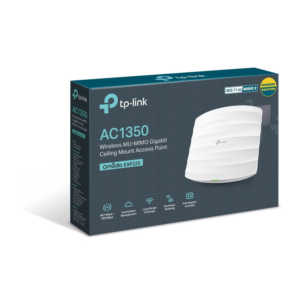 Point d'accès TP-LINK EAP225 V1 WiFi Mesh bi-bande AC1350 PoE Gigabit / Plafonnier / Blanc