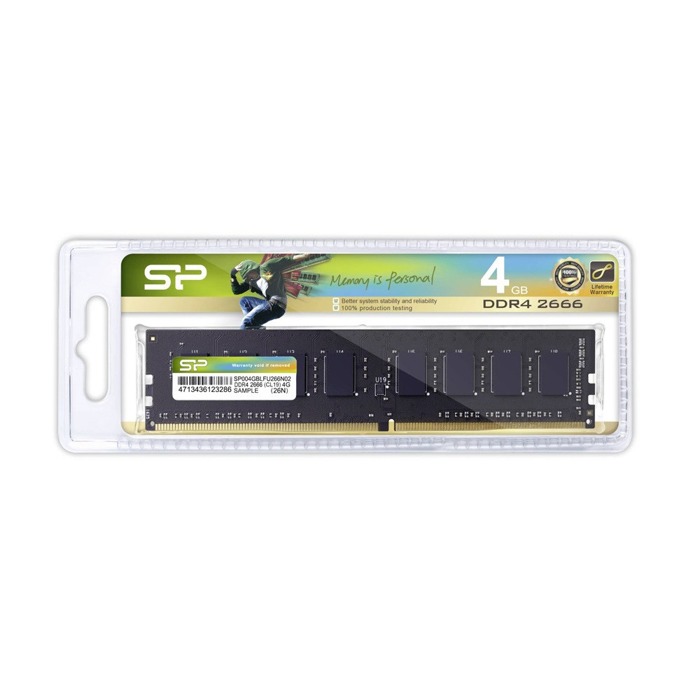 Barette mémoire Silicon Power Pour Pc de bureau DIMM 4 Go DDR4 / 2666 MHz