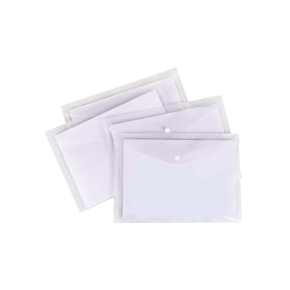 POCHETTE PP AVEC BOUTON DELI / A4 / TRANSPARENT CRISTAL