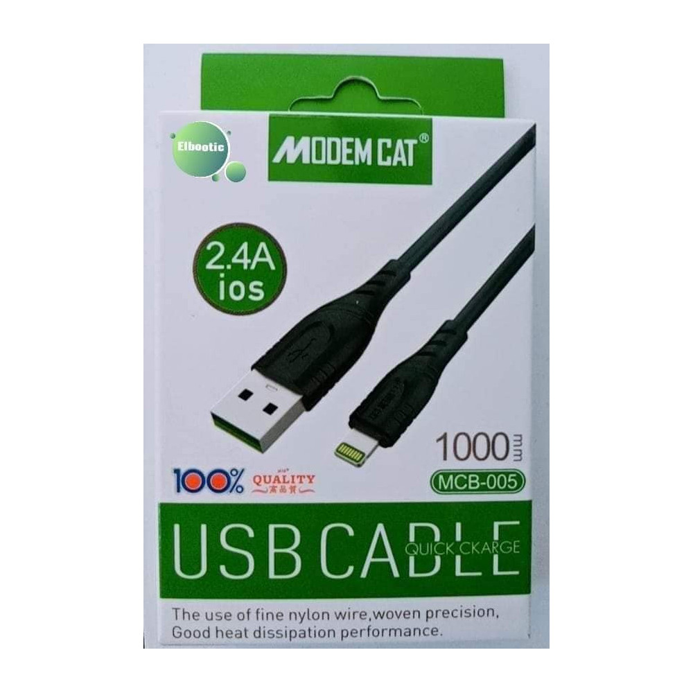 Câble Chargeur Modem Cat pour iPhone 2.4A / Noir