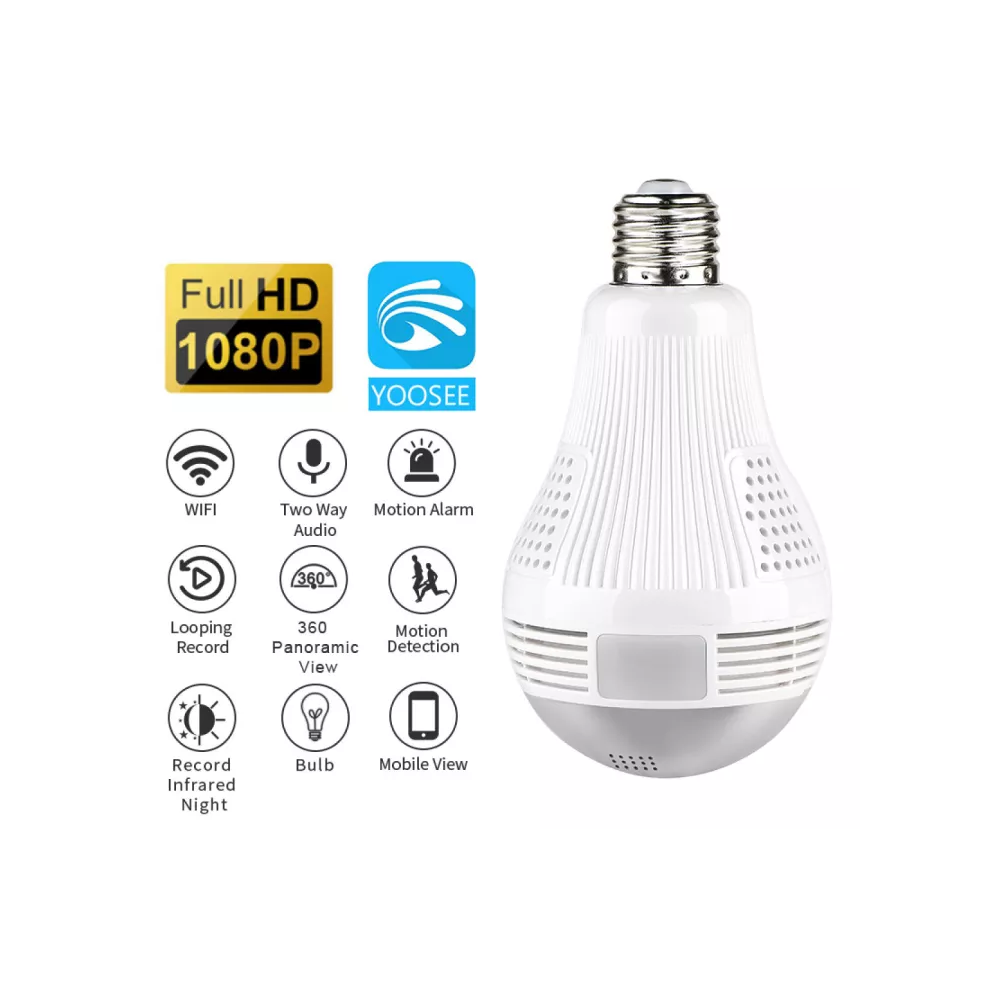 Caméra de Serveillance Ampoule IP Wifi Panoramique à 360 °