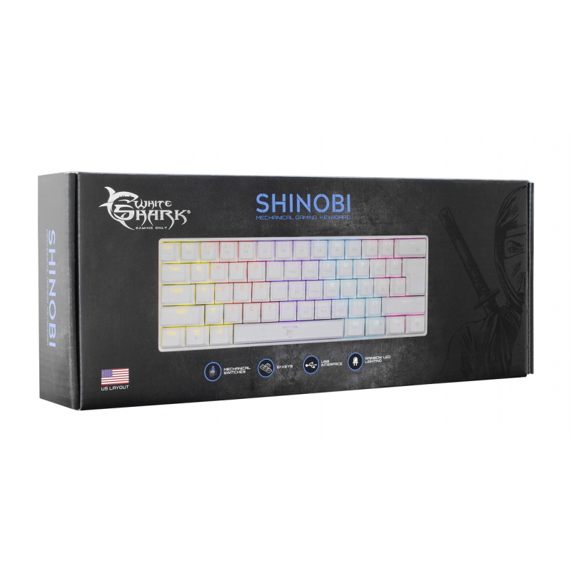 WHITE SHARK CLAVIER MÉCANIQUE GK-2022 SHINOBI BLANC