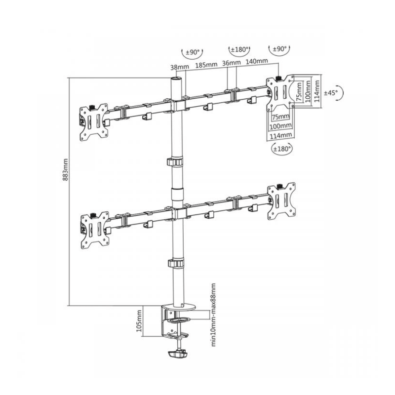 Support de Bureau SBOX Pour Ecran 13 - 27 (LCD-3511)