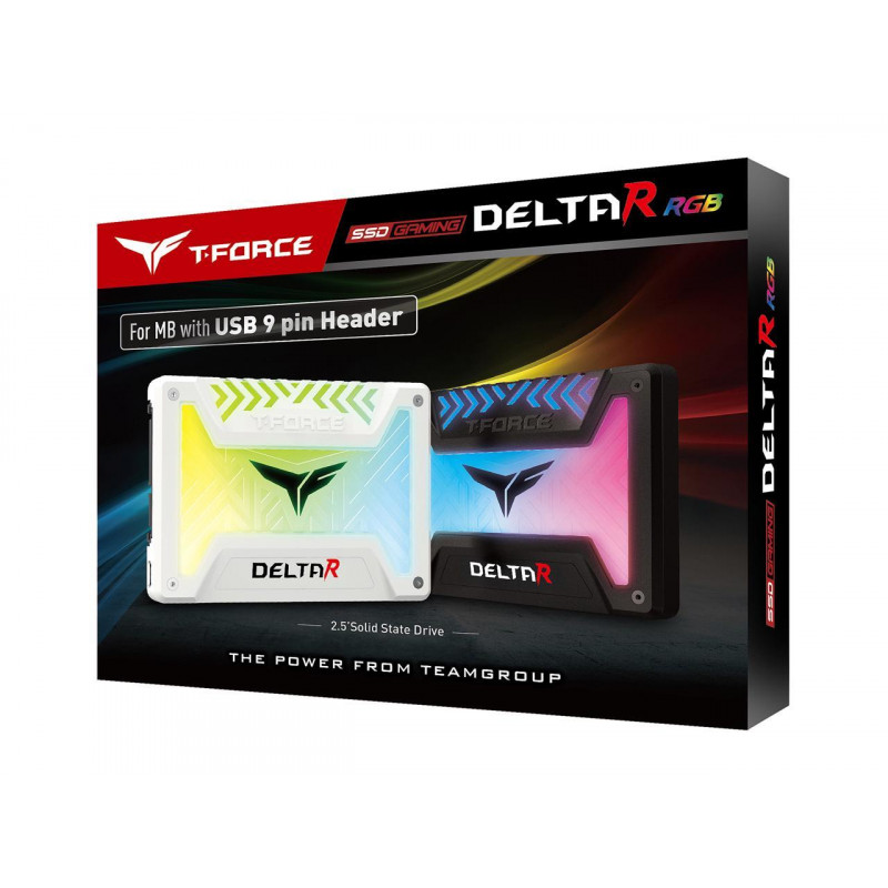 Disque SSD Interne TeamGroup T-Force Delta R RGB / 500 Go / 2.5 SATA III /  Blanc