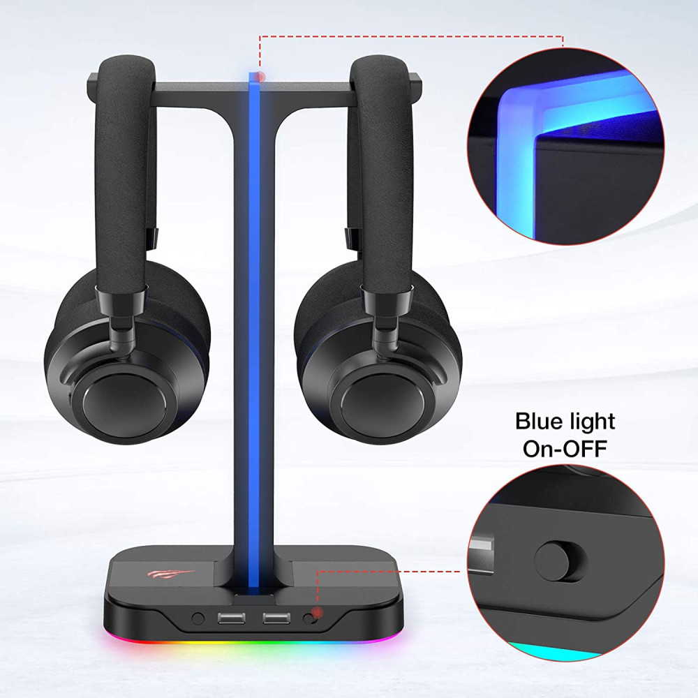 Support pour Casque Havit TH650 RGB / Double Suspension / 2 USB