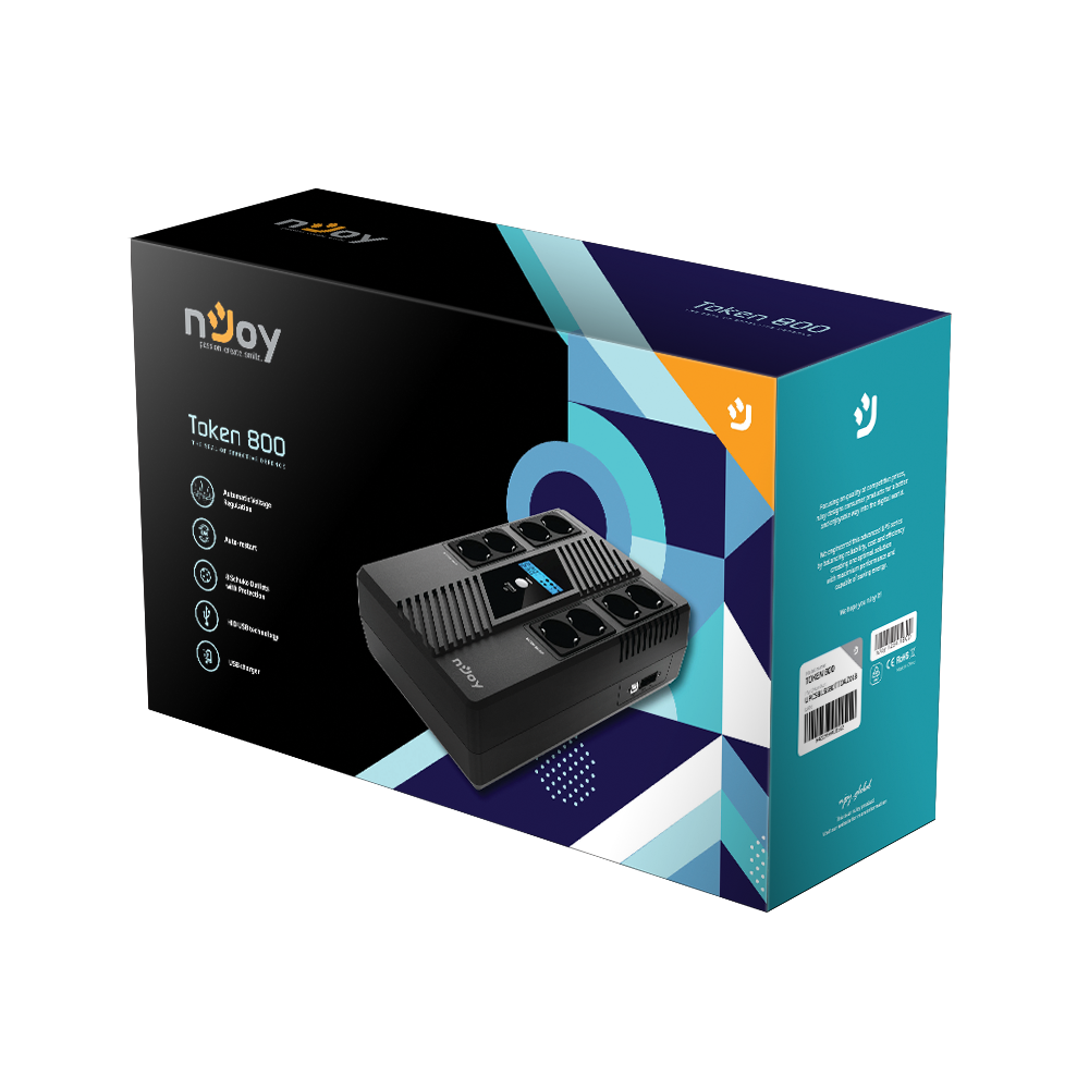 Onduleur Inline NJoy Token 800 / 480 W / 8 Prises