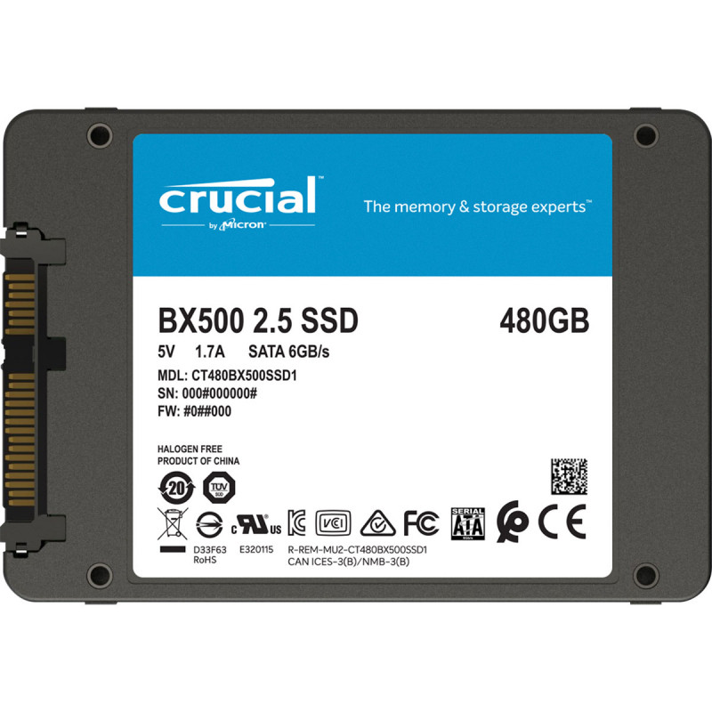 Crucial BX500 480 Go 3D NAND SATA SSD (CT480BX500SSD1)