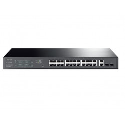 Switch de bureau rackable Gigabit Easy 24 ports PoE +  RJ45 10/100/1000 Mbps avec 2 emplacements SFP